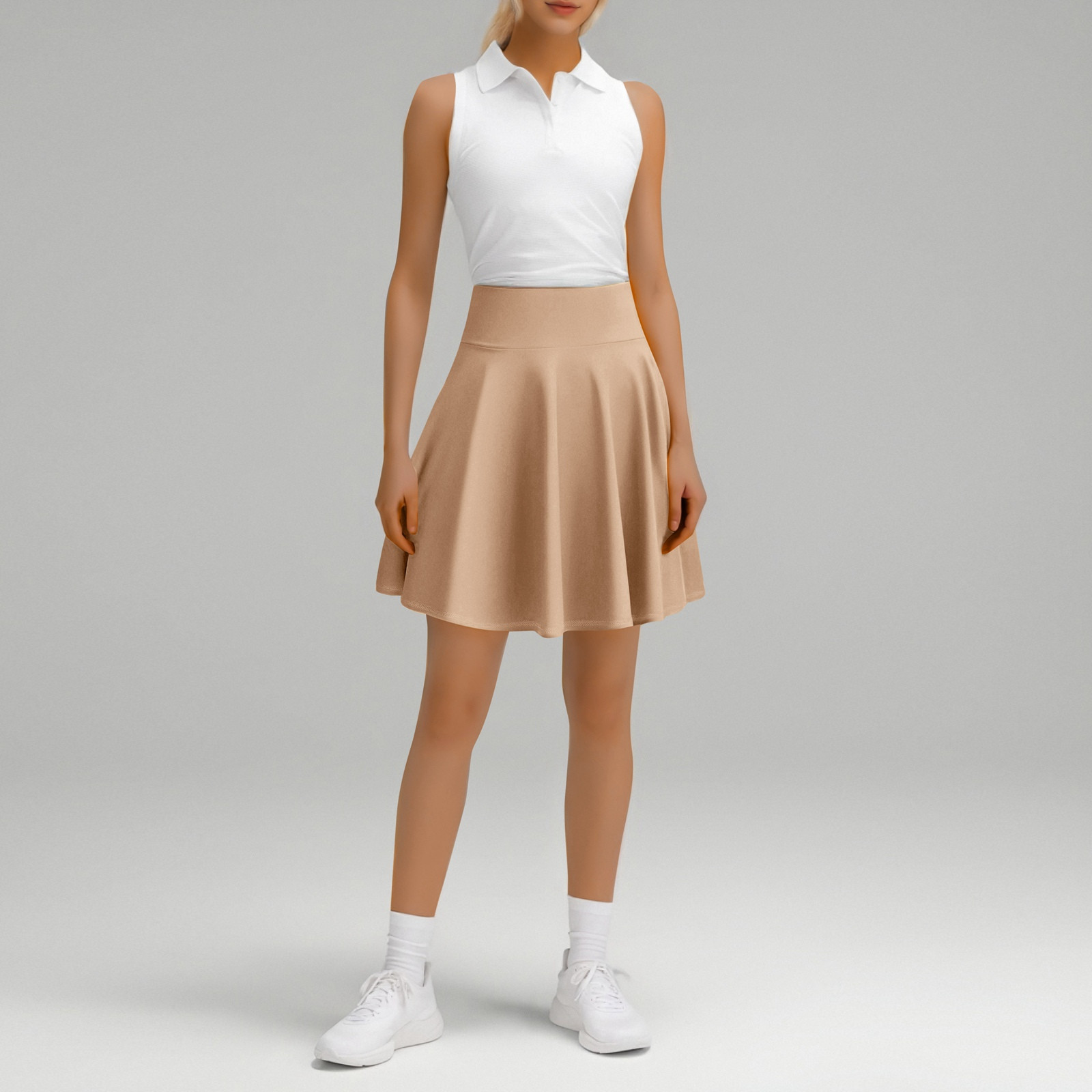 thumbnail image 3 of Falda midi plisada de corte A para mujer: falda media de 45 cm de poliéster y spandex, no transparente, versátil para todas las ocasiones, tallas S-XXXXL, 3 of 5